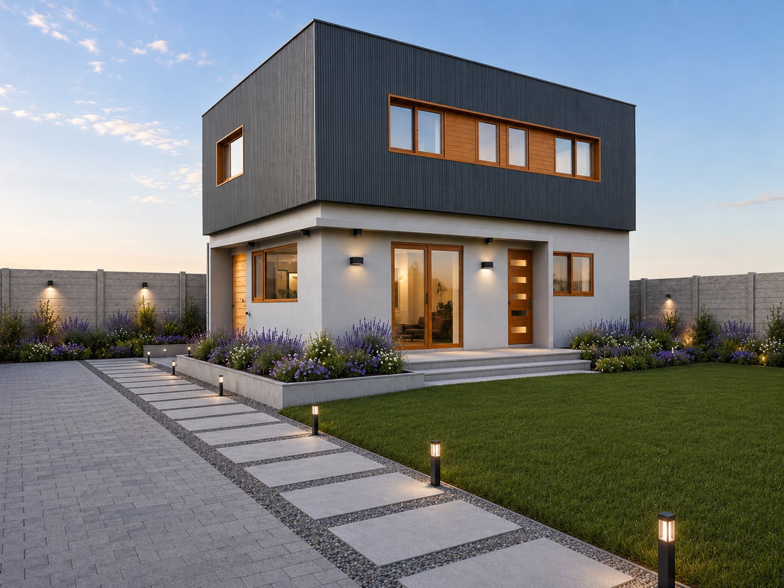 Casa moderna de dos pisos construida desde cero por Construcasa en Isla de Maipo